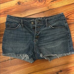 Blue Jean Shorts with Frayed Hem and Raw Edge